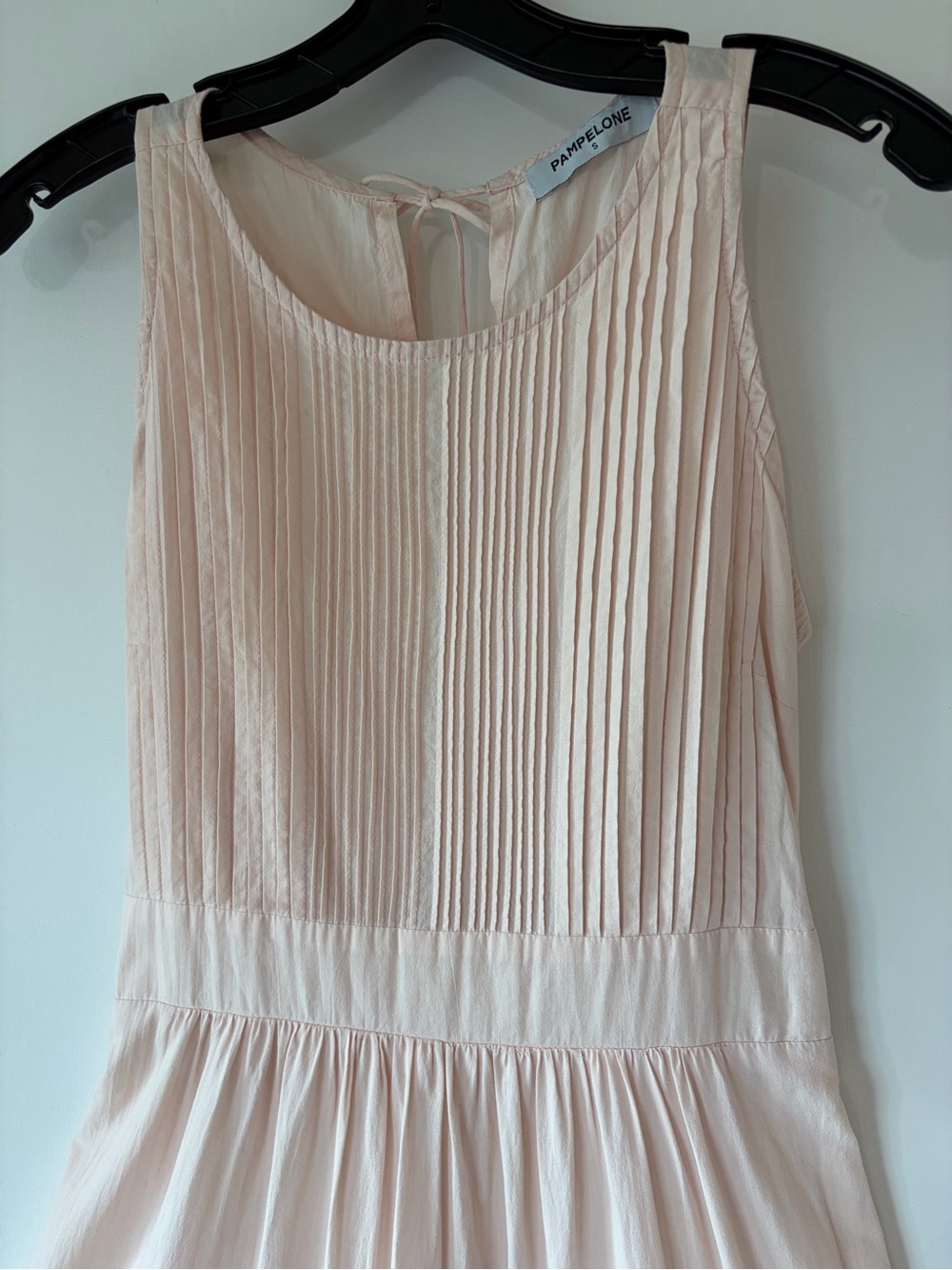 Pampelone Perle Blush Pink Pintuck Pleat Cotton Tiered Maxi Dress Small Handmade - Picture 2 of 10